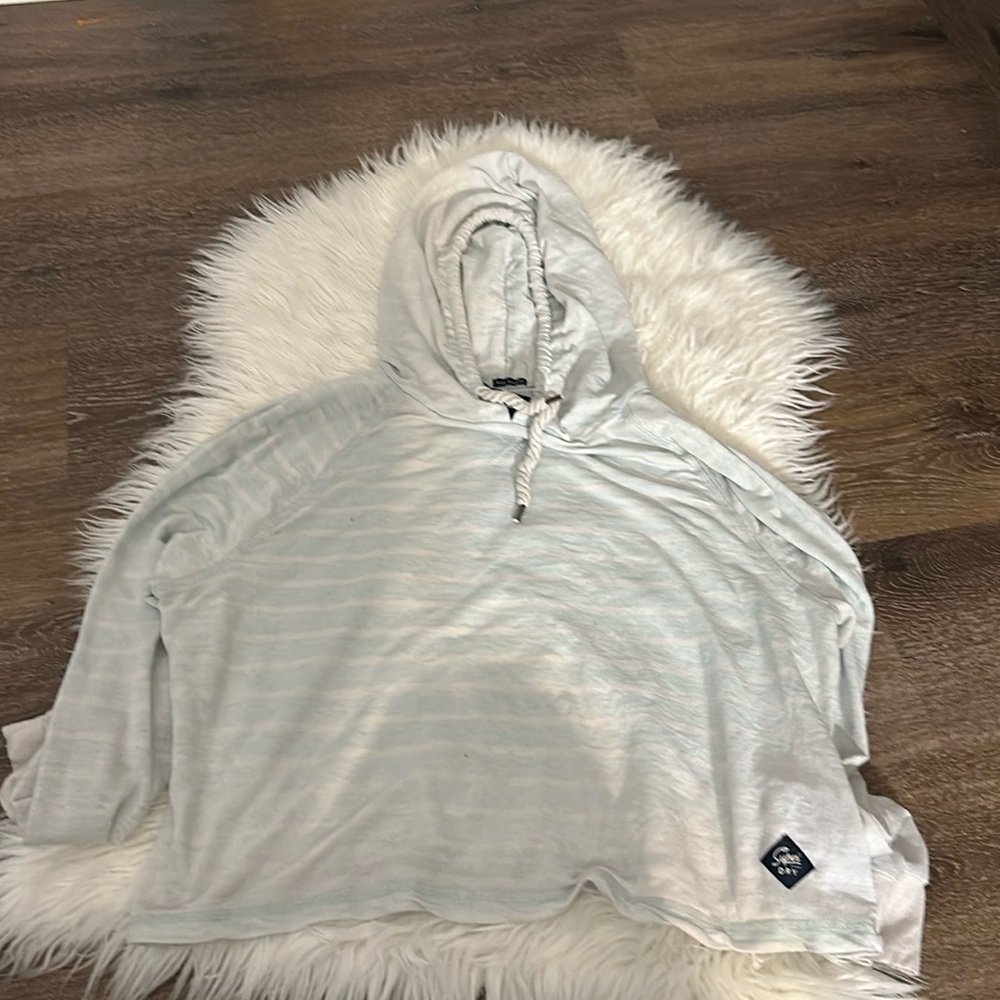 Blue and white striped SuperDry crop hoodie